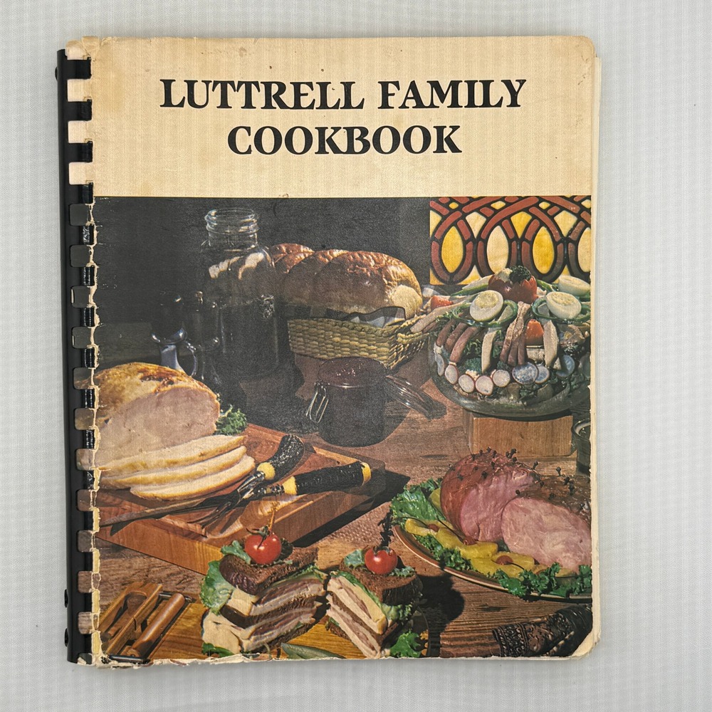 Luttrell Family Cookbook Odessa Brunson Wilma Neece Tan Good Vintage Genealogy